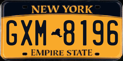 NY license plate GXM8196