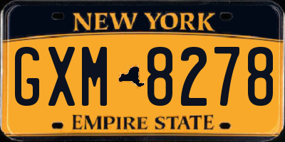 NY license plate GXM8278