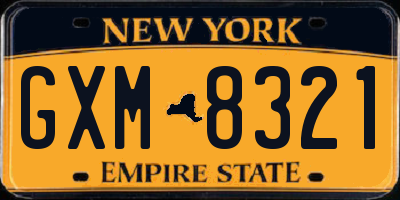 NY license plate GXM8321