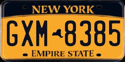 NY license plate GXM8385
