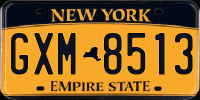 NY license plate GXM8513