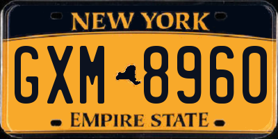 NY license plate GXM8960