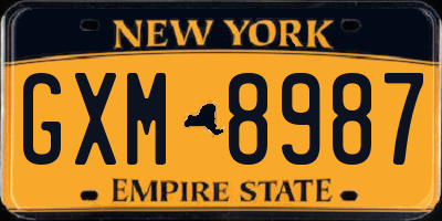 NY license plate GXM8987
