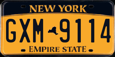 NY license plate GXM9114