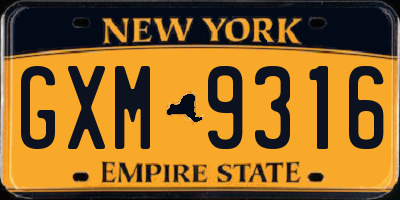 NY license plate GXM9316