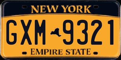 NY license plate GXM9321