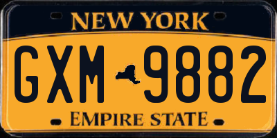 NY license plate GXM9882