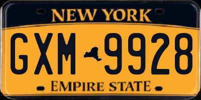 NY license plate GXM9928