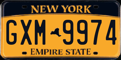 NY license plate GXM9974