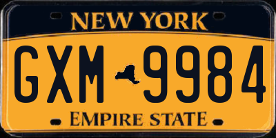 NY license plate GXM9984