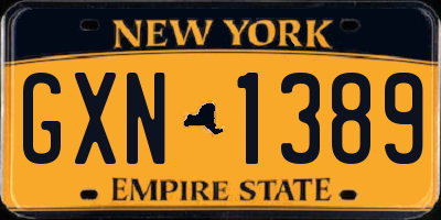 NY license plate GXN1389