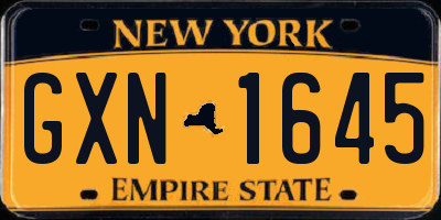 NY license plate GXN1645