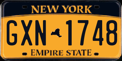 NY license plate GXN1748