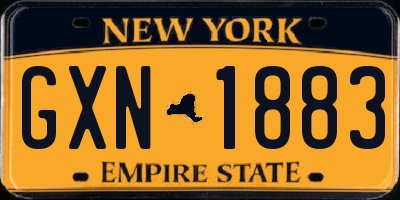 NY license plate GXN1883