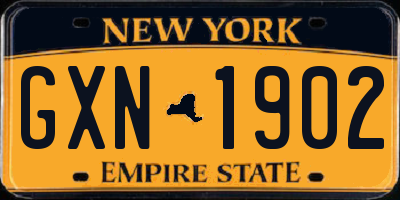 NY license plate GXN1902