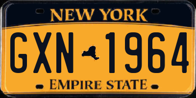NY license plate GXN1964
