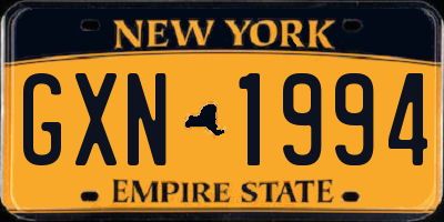 NY license plate GXN1994