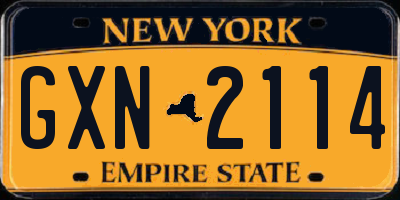 NY license plate GXN2114