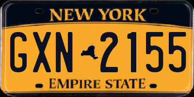 NY license plate GXN2155