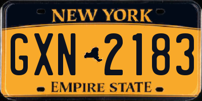 NY license plate GXN2183