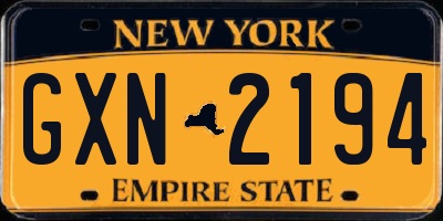 NY license plate GXN2194