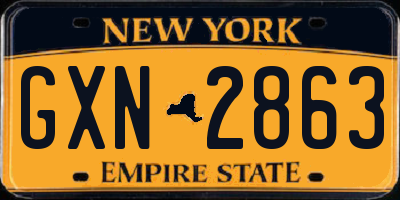 NY license plate GXN2863
