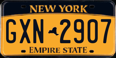 NY license plate GXN2907