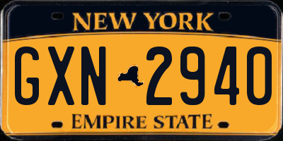 NY license plate GXN2940