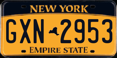 NY license plate GXN2953