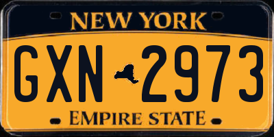 NY license plate GXN2973