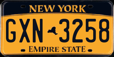 NY license plate GXN3258
