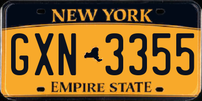 NY license plate GXN3355