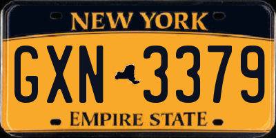 NY license plate GXN3379