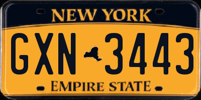 NY license plate GXN3443