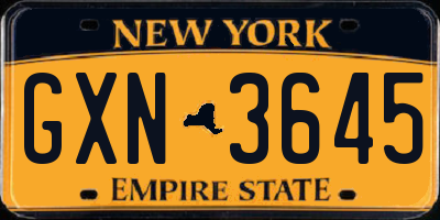NY license plate GXN3645