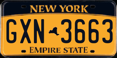 NY license plate GXN3663