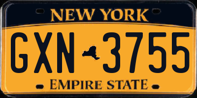 NY license plate GXN3755