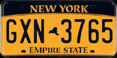 NY license plate GXN3765