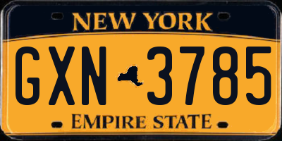 NY license plate GXN3785