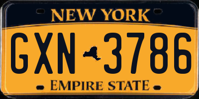 NY license plate GXN3786