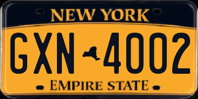 NY license plate GXN4002