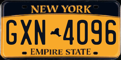 NY license plate GXN4096