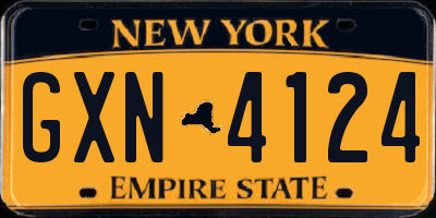 NY license plate GXN4124