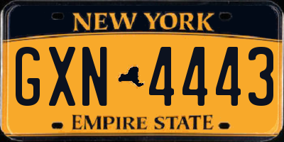 NY license plate GXN4443