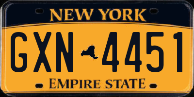 NY license plate GXN4451