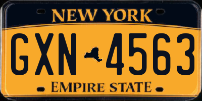 NY license plate GXN4563