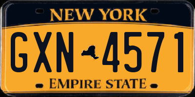 NY license plate GXN4571