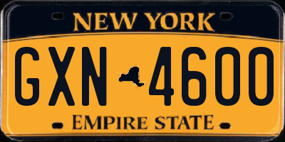 NY license plate GXN4600