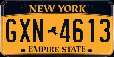 NY license plate GXN4613