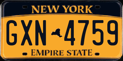 NY license plate GXN4759